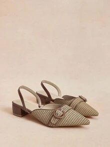 Rosivie 女士时尚迷人高跟鞋，咖啡棕色，压花做旧材质，尖头，通勤，舒适，室内，办公室，街头，派对，旅行，度假，春夏季，适合搭配连衣裙、牛仔裤、短裤 - 咖啡棕 - 查看 5