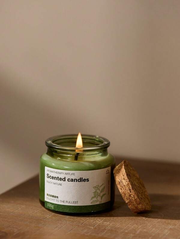 Cirelle 1PC Soy Wax Aromatherapy Candle Highly Scented Faint Fragrance Long Lasting Smokeless Green Jar Candle Room Filling Aroma For Home Office Decor Relaxation Gift