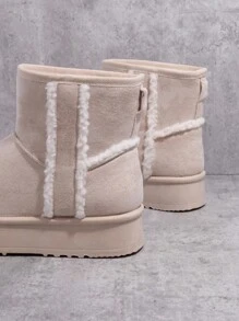 SHUZIA Women's Plain Versatile Ankle Boots And Short Boots - Beige - View 3