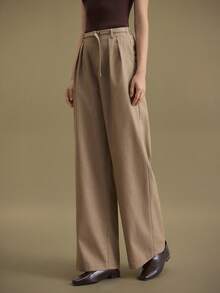 Ontre 2025 Winter Women's Loose Pleated Wide Leg Pants,Khaki,Autumn Business Casual Office Trousers,Old Money Style Effortless High-End Urban Commuting Wear - Grey - View 4
