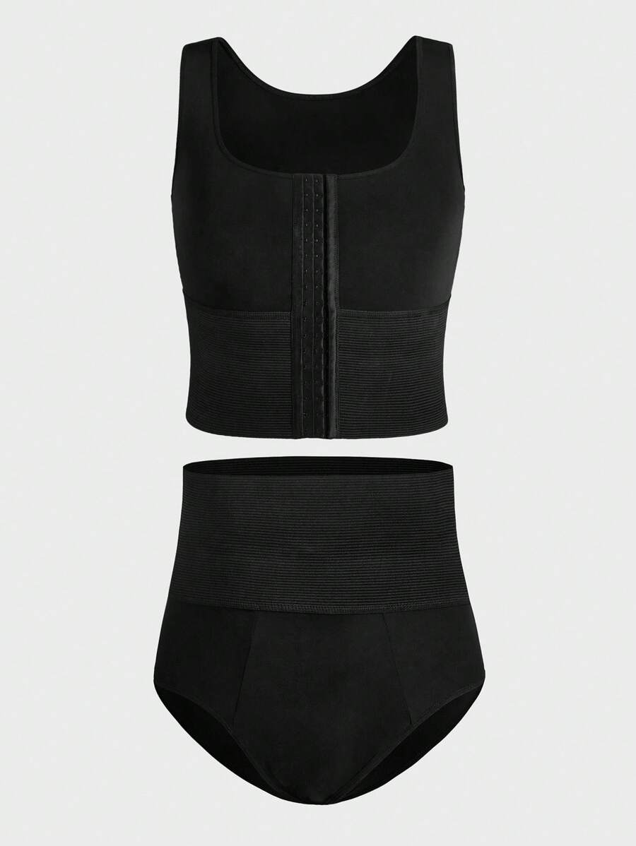 SHEIN 大码男士纯色汗衫和内衣塑身衣套装