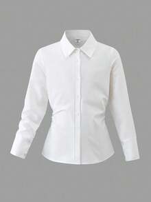 Big Boy Fitted Shirt - Unique Children's Autumn Blouse, White Inner Layer Clothing, Suitable For Office Wear, Long Sleeves - White - View 8