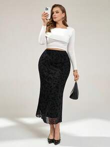 Auralis Váy Maxi Dài Họa Tiết Hoa Đen Cho Nữ Cỡ Lớn, Váy Maxi Cong, Váy Maxi Dài Cho Nữ Cỡ Lớn, Váy Maxi Nhỏ, Váy Thường Ngày Cho Nữ, Trang Phục Sân Bay, Váy Đen, Váy Thu/Đông Cho Nữ - màu đen - Xem 7