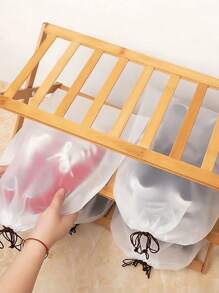 2/5/10件防水轻便可折叠旅行鞋袋男女收纳整理保护袋便携包健身房海滩度假露营徒步户外运动行李打包必备 - 無色 - 查看 4