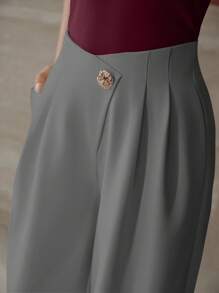 MOTF PREMIUM FOLD PLEATED SLANT POCKET PANTS - Grey - View 3
