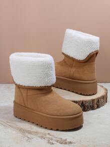 SHUZIA Women's Color Block Simple And Versatile Ankle Boots And Short Boots For Daily Wear Mother's Day Present - Camel - View 2
