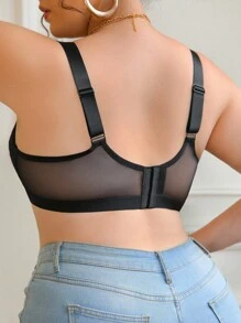 SHEIN Plus Size Sexy Black Lace Lingerie Bra - Black - View 2