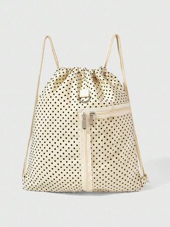 Anime Mochila retro con cordón y bolsillo transparente con cremallera lateral, mochila casual multiusos de gran capacidad adecuada para campus, vacaciones, uso social, compras