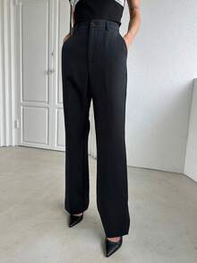 Dazy Tall Women's Tall/Long Flare Leg Casual Elegant Pants - Black - View 5