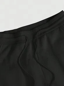 Manfinity EMRG 2 件男士连帽运动衫和抽绳裤套装花朵连帽衫男士街头服饰套装黑色两件套男士花卉套装，秋装冬季 - 黑色 - 查看 6