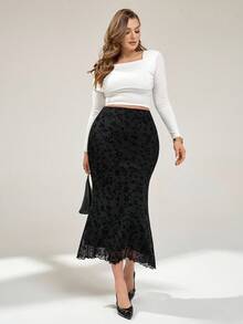 Auralis Váy Maxi Dài Họa Tiết Hoa Đen Cho Nữ Cỡ Lớn, Váy Maxi Cong, Váy Maxi Dài Cho Nữ Cỡ Lớn, Váy Maxi Nhỏ, Váy Thường Ngày Cho Nữ, Trang Phục Sân Bay, Váy Đen, Váy Thu/Đông Cho Nữ - màu đen - Xem 6