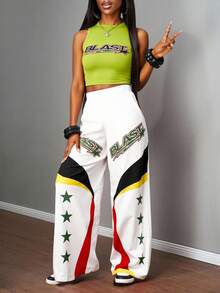 Slaydiva 2025 Herbst/Winter/Frühling/Sommer Neuer Lässiger Basis Sport Streetwear Sexy Crop Top & Gerade Bein Hose 2 Stücke Set für Frauen - Verschiedenfarbig - Übersicht 6