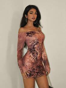 EgrlEra 女式复古朋克印花长袖连衣裙 - 彩色 - 查看 5