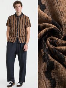 Aalyst 男式全印花前扣休闲百搭短袖衬衫