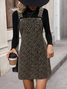 EMERY ROSE Women's Leopard Print Loose Casual Strap Dress - Multicolor - View 4