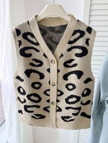 Teen Girl Minimalist Print Sleeveless Cardigan Fall Winter