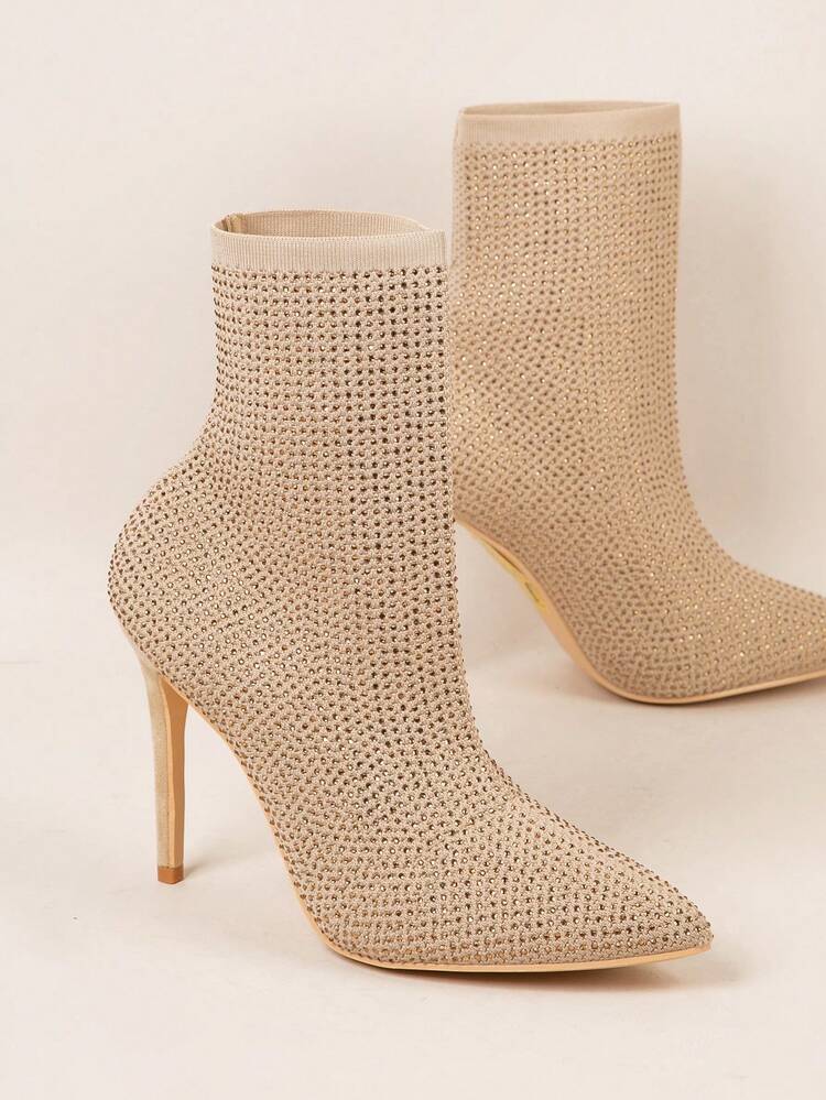 Knit Pointy Toe Stiletto Heel Ankle Booties Mother's Day Present