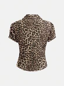 Sweetra Áo cánh tay ngắn ôm sát, cổ chữ V, khoét eo, thời trang công sở cho nữ Áo sơ mi nữ - Nhiều màu - Xem 2