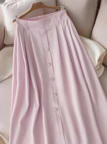 Franclia Women's Elegant & Slimming A-Line Skirt Fall Cloth For WomenWomen's Autumn Clothingautumn Fall Clothes For Women Fall Autumn Clothes Fall Outfits For Women Autumn Outfits For Women Fall Clothes Autumn Women  Fall Women Clothes Autumn Clothing Elegant Fashionable Casual Commuting Business Office Daily Leisure All-Match Temperament Urban Teacher Professional Attire - Pink - View 4