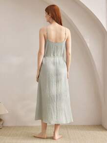 Ocili Casual Minimalist Comfortable Spaghetti Strap Women's Loungewear Dress - Green - View 3