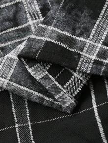 DAZY Tween Boys' Casual Plaid Loose Fit Shirt, Street Style For Autumn Hoodie - Navy Blue - View 9