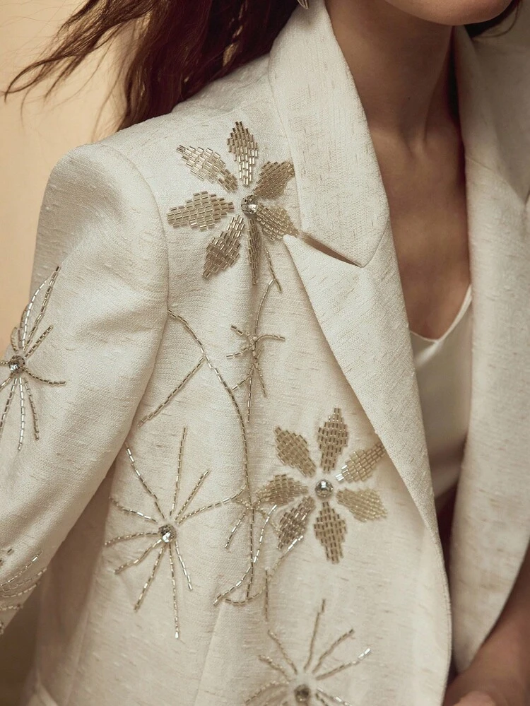 BEADED DOUBLE BREASTED BLAZER