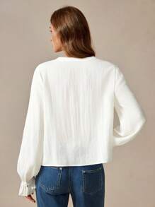 Chiquease Autumn Fashion Embroidered Bohemian Blouse For Women All White Fall Cloth For Women - White - View 2