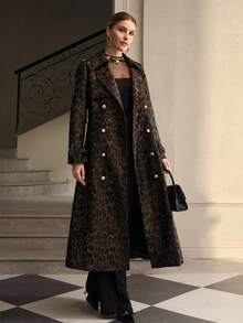 ZEYLAH 中长款腰带豹纹风衣 - 彩色 - 查看 1