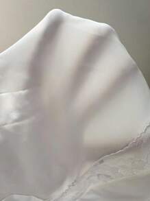 女士玫瑰花边裹身长袖衬衫，休闲夏装 - 白色 - 查看 5