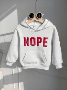 SHEIN بلوزة شبابية كاجوال مريحة متعددة الاستخدامات بطباعة ثلاثية الأبعاد مع كابوشون، مبطنة بقماش سميك، مناسبة للمدرسة