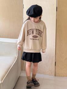 SHEIN 2pcs Y2K Style Mesh Bow Crew Neck Sweatshirt And Pleated Skirt Set,Back-To-School Autumn Career Day Girls Fall Outfits Preppy School Uniform Clothes - Multicolor - View 5