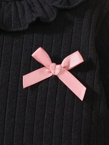 SHEIN Set Atasan dan Celana Lengan Panjang Leher Bulat Katun Lembut untuk Bayi Baru Lahir, Nyaman dan Ramah Kulit, Musim Gugur/Musim Dingin - Hitam - View 7