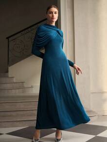 ZEYLAH Structured Knit Dress, Autumn/Winter - Blue - View 4