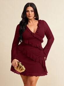 SHEIN BAE 加大洋裝 - 酒紅色 - 查看 5