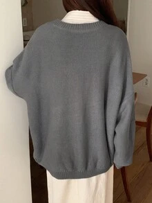 DAZY Women's Solid Color Cable Knit Twist Front Cardigan, Long Sleeve, Suitable For Autumn/Winter - Grey - View 2