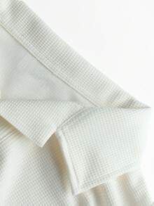 Manfinity CasualCool 男士纯色长袖休闲 Polo 衫，适合日常通勤，秋季休闲男士奶油米色男士 Polo 衫，适合秋季