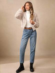 Wildy 拉鍊落肩連帽法蘭絨夾克