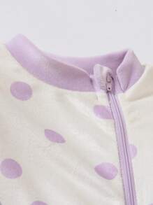 SHEIN 2件套女宝宝波点格子兔连体裤套装，可爱圆领长裤，适合外出、亲子活动或小型聚会，春秋季 - 彩色 - 查看 6