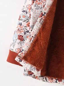 Elladie kids 年轻女孩 1 件毛绒保暖经典街头风格连帽长袖外套年轻女孩蓬松外套 - 杏色 - 查看 6