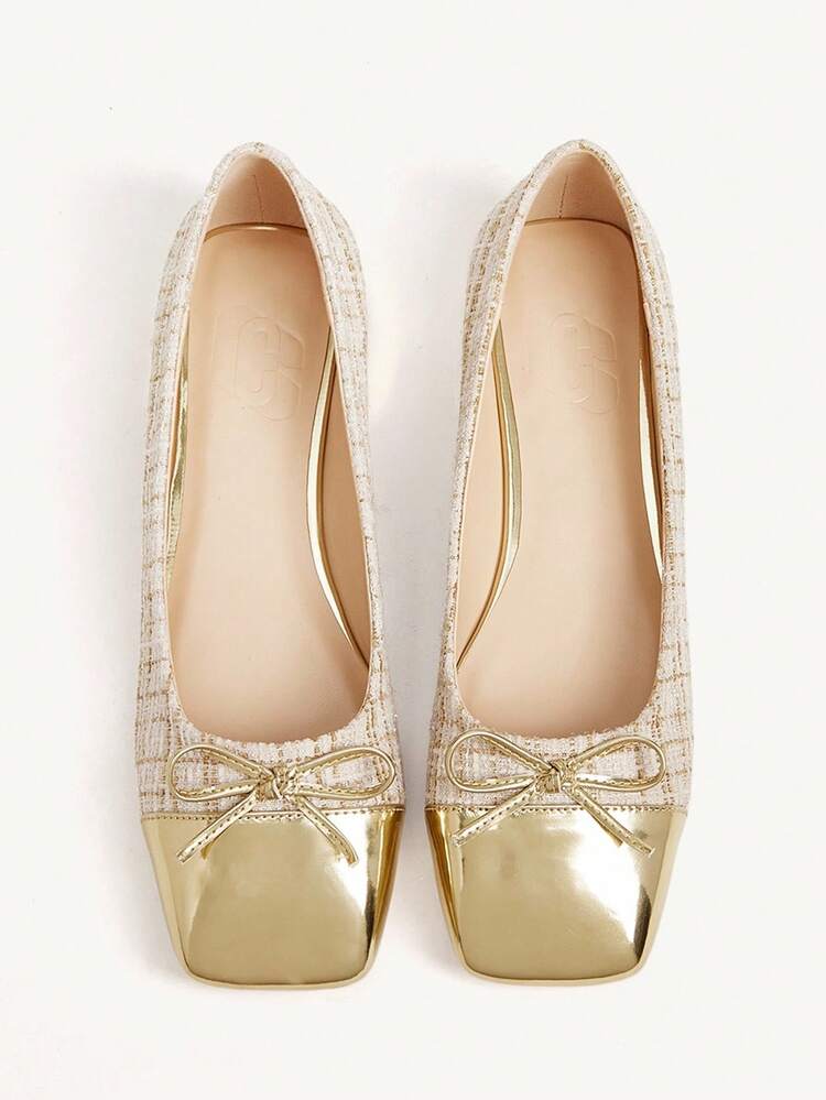 CUCCOO CHICEST 여성용 격자 무늬 활 뾰족한 토 플랫, 우아한 스위트 통근 로맨틱 캐주얼 기본 패션 개성있는 클래식 편안한 레트로 골드 벨벳 메탈 인조 가죽 드레스 발레 플랫 슈즈, 애프터눈 티, 데이트, 파티, 직장, 우아한 복장, 학교 스타일, 무도회, 기본 다용도, 할로윈, 새해, 봄 축제에 적합