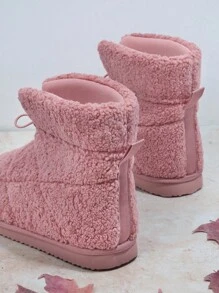 SHUZIA Fuzzy Drawstring Detail Boots - Dusty Pink - View 5