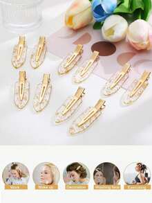 8/2pcs Gold-Tone No Bend Hair Clips Creaseless Sparkling Bridal Headpiece Bridesmaid Hair Wedding Accessories Elegant Hair Ornament For Bridesmaid Gift - Gold - View 5