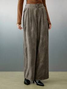 Airlisse Women's Print Belt Details Wide Leg Pants, Pants, All Season Styles,Commuting Daily Styles,Baggy Pants,Casual Sports Women's Pants,Going Out Pants - Dark Grey - View 5