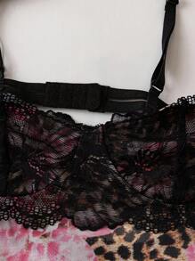 INAWLY Women's Leopard Print Contrast Lace Spaghetti Strap Long Pants, Spring New Arrival