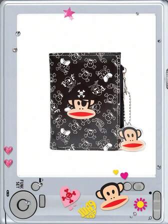 Paul Frank X ROMWE 1 pezzo Portafoglio corto unisex con design creativo a motivo di teschi e pirati, casuale