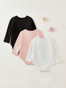 Cozy Pixies Bộ 3 món/Bộ đồ liền thân tay dài dệt kim mềm mại đa năng cho bé gái - Đen và trắng - Xem 2