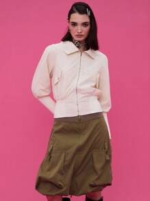 COUREZ Giacca collo alto / Top sexy da uscire in stile Y2K carino per la primavera - Bianco - Visualizzare 4
