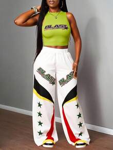 Slaydiva 2025 Herbst/Winter/Frühling/Sommer Neuer Lässiger Basis Sport Streetwear Sexy Crop Top & Gerade Bein Hose 2 Stücke Set für Frauen - Verschiedenfarbig - Übersicht 7