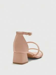 CUCCOO BIZCHIC CUCCOO Women's Square Toe Buckle Design Fashionable High Heel Sandals For Daily Wear - Apricot - View 8