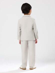 SUMWON 男童正式特殊场合婚礼宾客轻便西装两件套西装外套裤子套装经典缺口翻领常规版型复活节春季礼服 - 淺灰色 - 查看 2